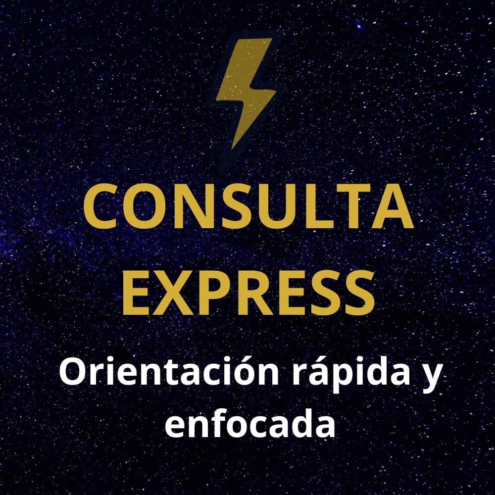 imagen de un trueno sobre fondo noche estrellada con texto consulta express orientación rápida y enfocada